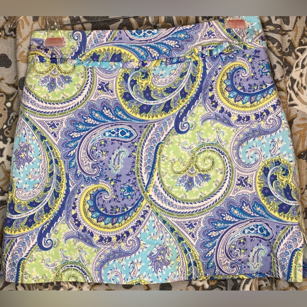 Blue/white/purple/green Paisley skort